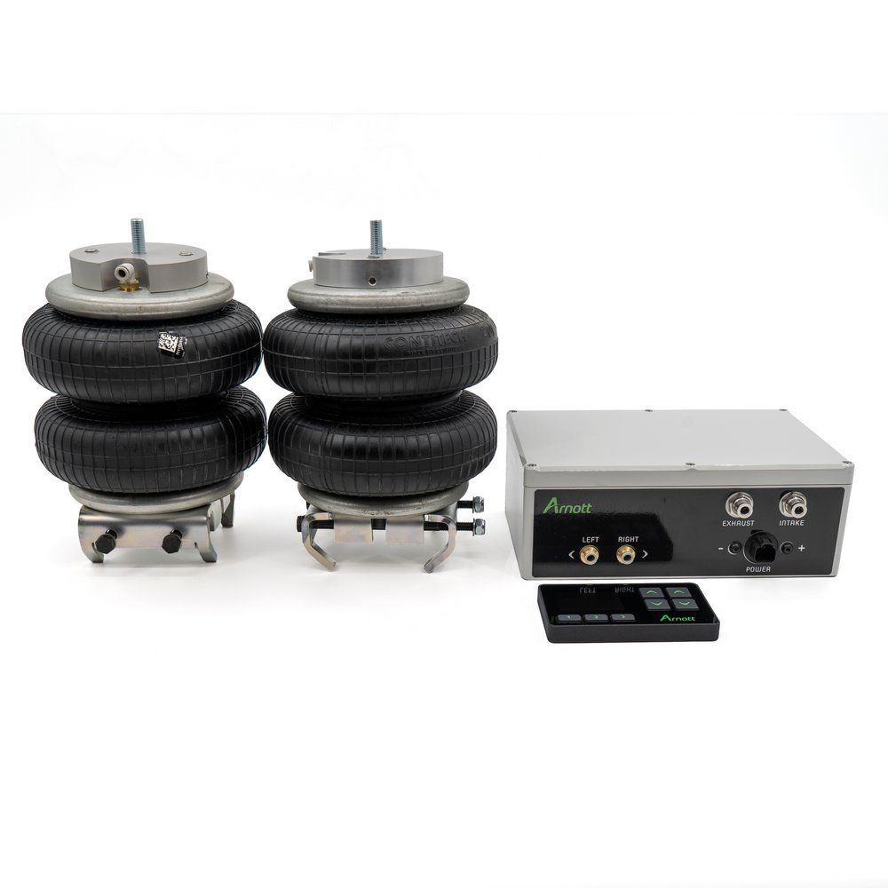 Zusatzluftfeder-Kit Hinterachse Fiat Ducato, Citroen Jumper & Peugeot Boxer FWD ab Bj. 2006, mit 8" ContiTech Luftbälge inkl. kabelloser Arnott Steuereinheit und fahrzeugspezifischem Montageadapter für die Box unter dem Fahrzeug inkl. Auflastgutachten.
